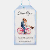 Romantisch koppel fiets bruiloft bedankt cadeaulabel (Voorkant)