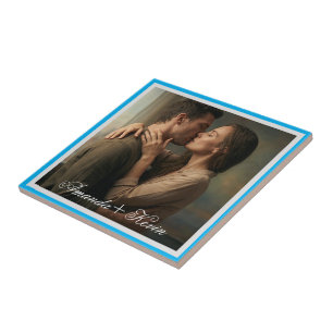 Romantisch Koppel Foto & aangepaste naam Tegeltje