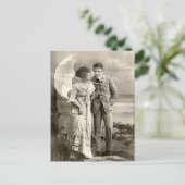  romantisch koppel met parasol briefkaart (Staand voorkant)