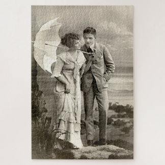 romantisch koppel met parasol legpuzzel
