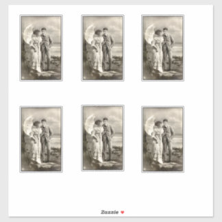 romantisch koppel met parasol sticker