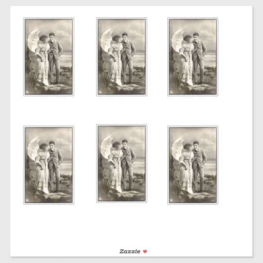 romantisch koppel met parasol sticker (Vel)