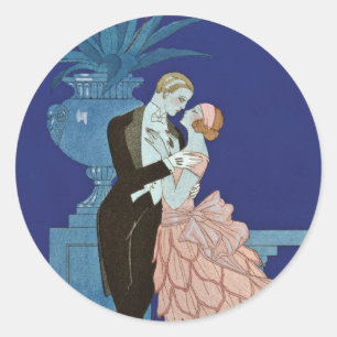 Romantisch koppel ~ "Oui" Ronde Sticker