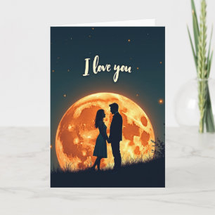 Romantisch Koppel Volle Maan Kaart
