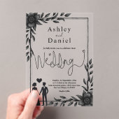 Romantisch koppel zwart-wit elegante bruiloft acryl uitnodigingen (Insitu (Draagbaar))