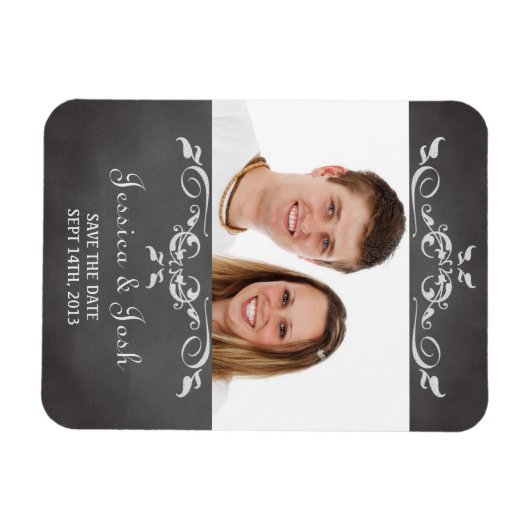  romantisch krijtbord scroll save the date magneet (Horizontaal)