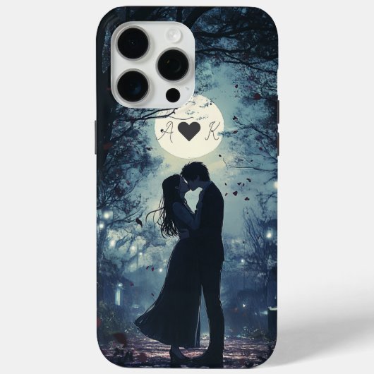 Romantisch Kussen Koppel Naam Initiaal iPhone Case (Achterkant)