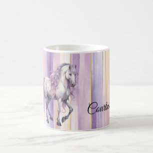 Romantisch lavendel wit paard koffiemok
