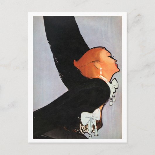 Romantisch, legant, roodhoofd, vrouw,  briefkaart (Voorkant)