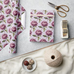 Romantisch licht lavendel paarse pioenrozen cadeaupapier