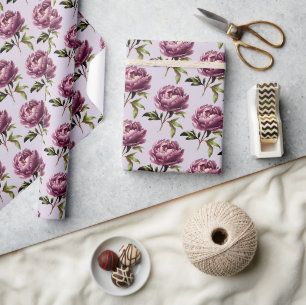 Romantisch licht lavendel paarse pioenrozen cadeaupapier