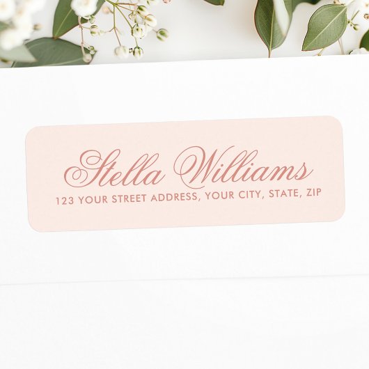 Romantisch lichtblush roze kalligrafie script etiket