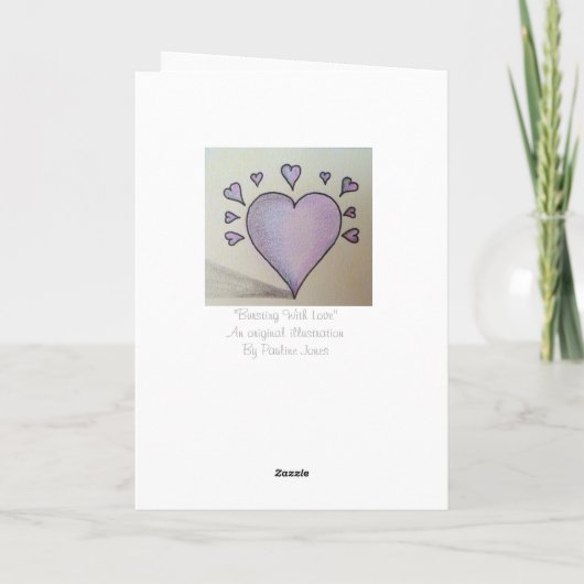 romantisch liefdeshart en kleine paarse harten feestdagen kaart (Achterkant)