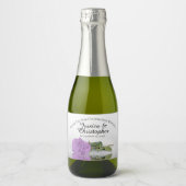 Romantisch Lila Paars Roos Weddenschap Bedankt Min Sparkling Wijnetiket (Voorkant)