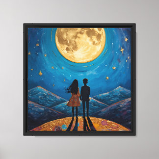 Romantisch Maanlicht Koppel Muurkunst Canvas Afdruk