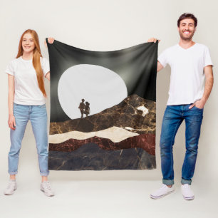 Romantisch maanverlicht marmeren landschap fleece deken