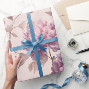 Romantisch mauve pioenroom bloempatroon cadeaupapier