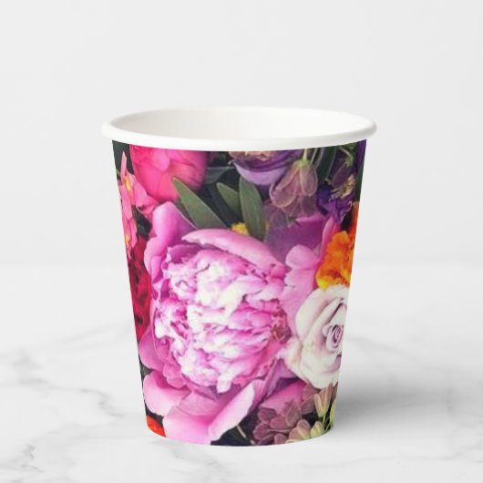 Romantisch Meerkleurig Bloemen Papieren Bekers (Voorkant)