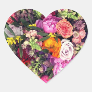 Romantisch Meerkleurig Bloemenbruiloft Hart Sticker