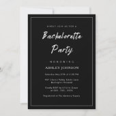 Romantisch Minimaal Script Zwart Bachelorette Part Kaart (Voorkant)
