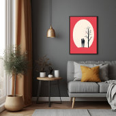 Romantisch minimalistisch paar kunst poster