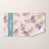 Romantisch modern design monogram roze en blauw bad handdoek (Handdoek)