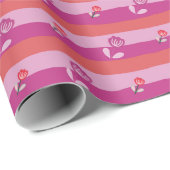 Romantisch Modern Floral Roze Paarse Rood Cadeaupapier (Rol Hoek)