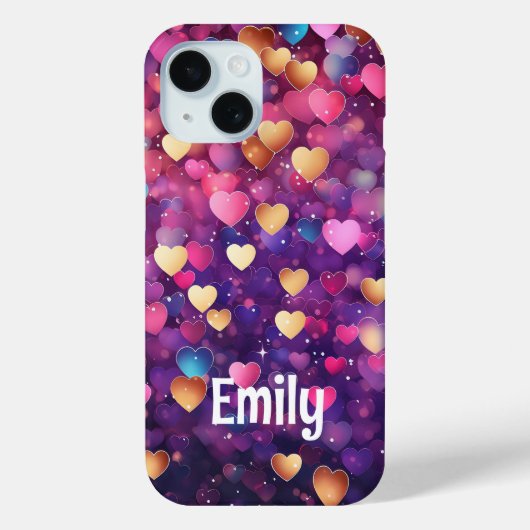 Romantisch Modern Love Hearts Gepersonaliseerde na Case-Mate iPhone Case (Achterkant)