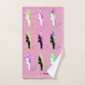 Romantisch modern Schattige Eenhoorn monogram Bad Handdoek (Handdoek)