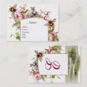 ROMANTISCH MONOGRAM, Cyclamens en Honingbijen Visitekaartje (Voorkant / Achterkant)