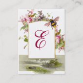 ROMANTISCH MONOGRAM, Cyclamens en Honingbijen Visitekaartje (Achterkant)