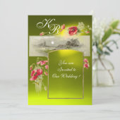 ROMANTISCH MONOGRAM / KLOPPEN, rood, groen, geel t Kaart (Staand voorkant)