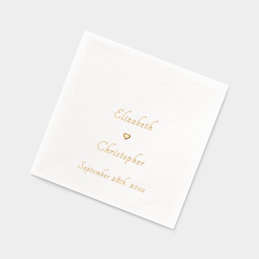 Romantisch Monogram Trouwdatum Party Cocktail Gold Folie Servetten (Links)