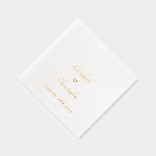 Romantisch Monogram Trouwdatum Party Cocktail Gold Folie Servetten (Rechts)