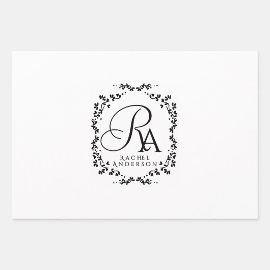 Romantisch monogram wit inpakpapier vel (Voorkant 3)