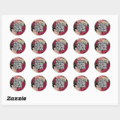 Romantisch Moody Floral QR Code Zwart Ronde Sticker (Vel)