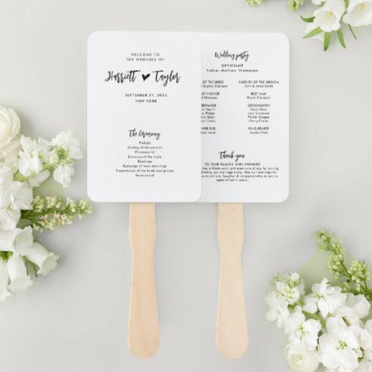 Romantisch Mooi Hart Script Huwelijksprogramma Handwaaier