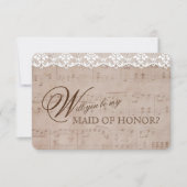 Romantisch muziekblad Kant Werkstuk Be mijn getuig Kaart (Voorkant)