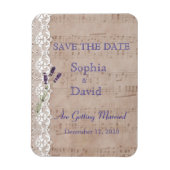 Romantisch muziekblad Lavendel SAVE THE DATE Magneet (Verticaal)