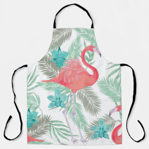Romantisch naadloos patroon met flamingo-vogel en schort