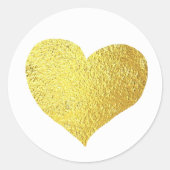 Romantisch namaak gouden hart. liefde bruiloft ronde sticker (Voorkant)