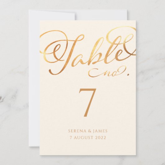 Romantisch namaak gouden kalligrafie tafelnummer (Voorkant)