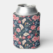 Romantisch Navyblauw Bloemmotief