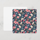 Romantisch Navyblauw Bloemmotief Feestdagenkaart (Voorkant / Achterkant)