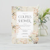 Romantisch Neutraal  Hortensia's Paren Douche Kaart (Staand voorkant)