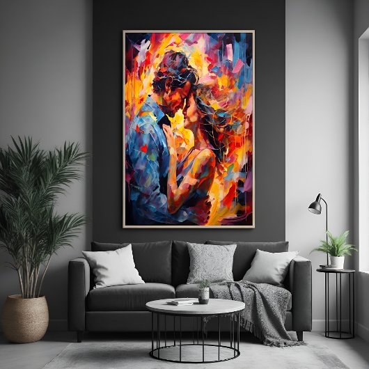 Romantisch Omarm Expressionisme Abstracte Liefde K Perfect Poster