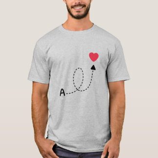 Romantisch ontwerp met eerste letter van de liefde t-shirt