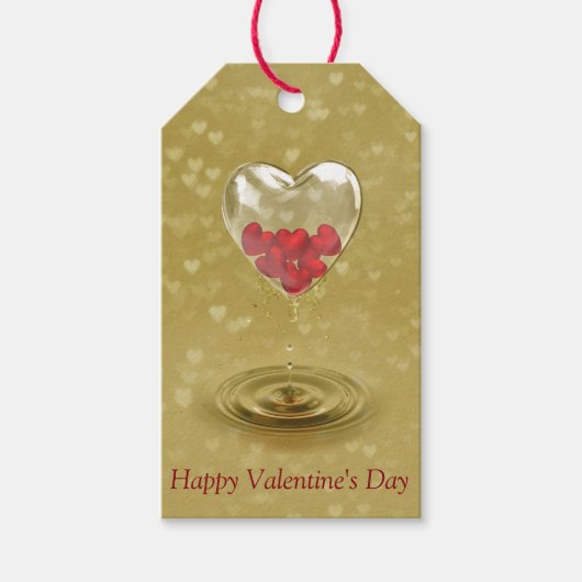 Romantisch ontwerp voor het hart van glas cadeaulabel (Voorkant)