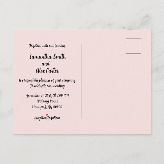 Romantisch paar bruiloft uitnodiging (Achterkant)