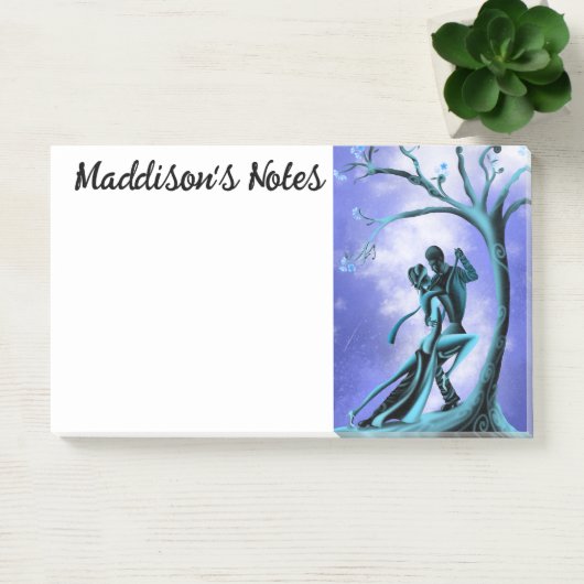 Romantisch paar danst de tango blauw post-it® notes (Kantoor)
